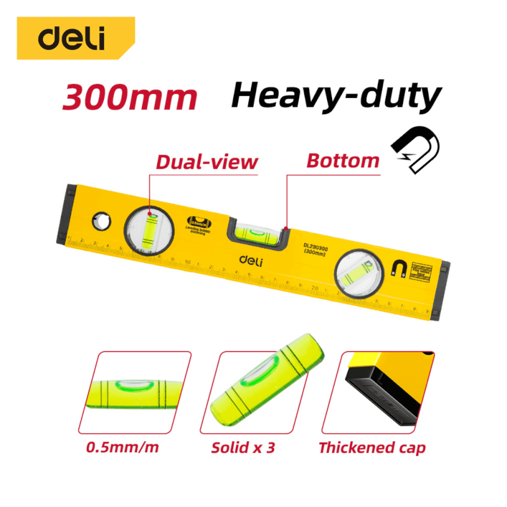 ไม้วัดระดับน้ำ DELI EDL290300-YL-01 30ซม. สีเหลือง_11